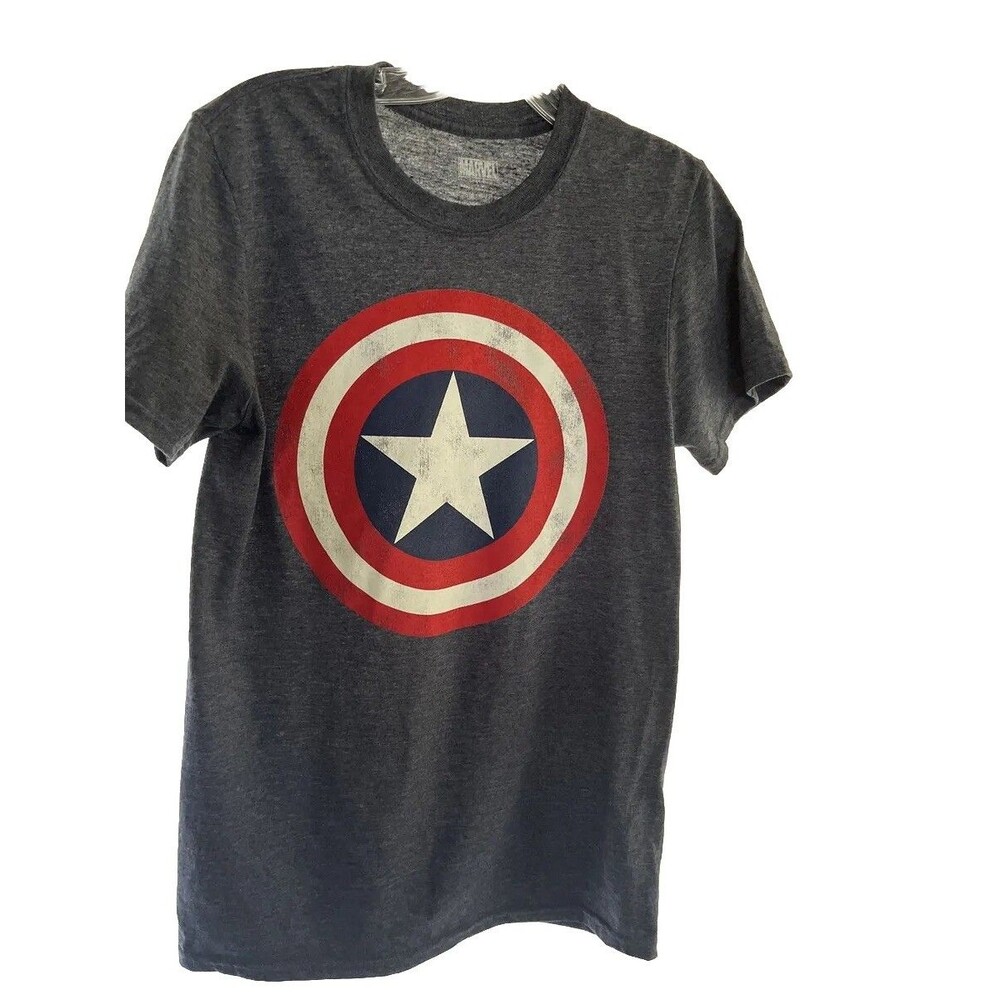 Marvel Capitan America Super Hero Graphic T-shirt Size S Distress Shield Logo